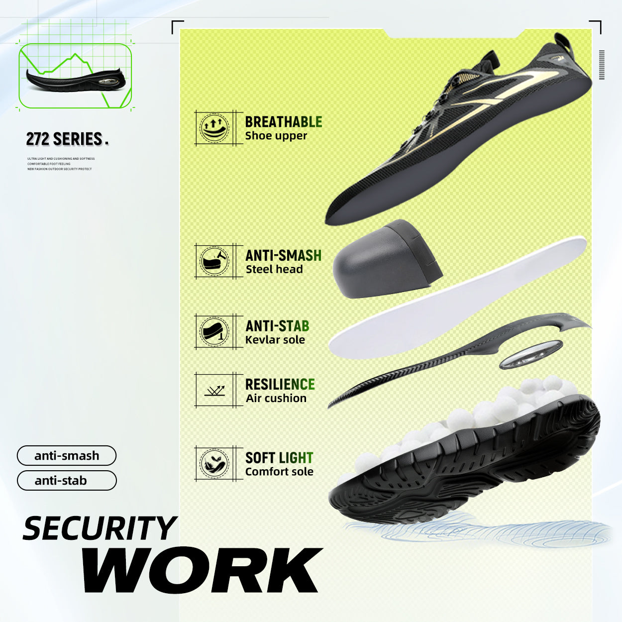 9K Dial Fit System & Air Cushioning Comfort Steel Toe Shoes 272