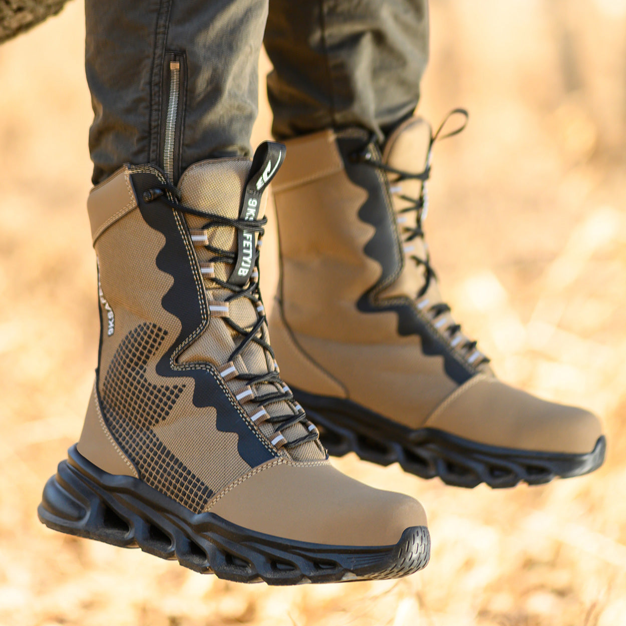 9K Extra High Top Leather Steel Toe Boots 922