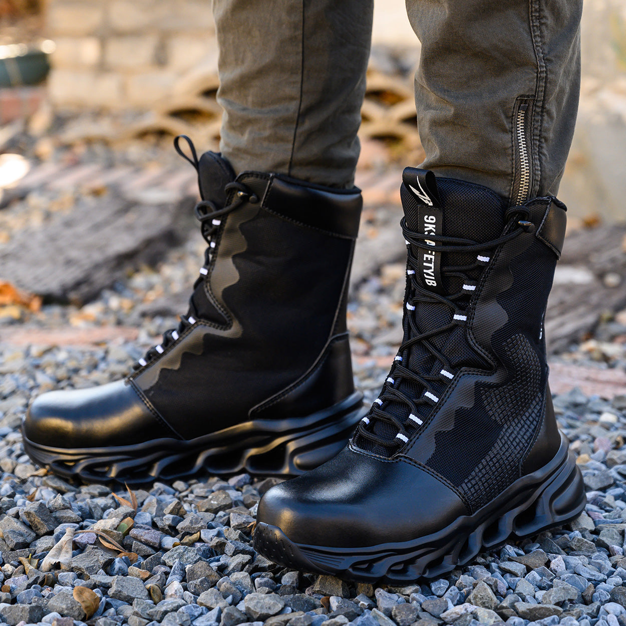 9K Extra High Top Leather Steel Toe Boots 922