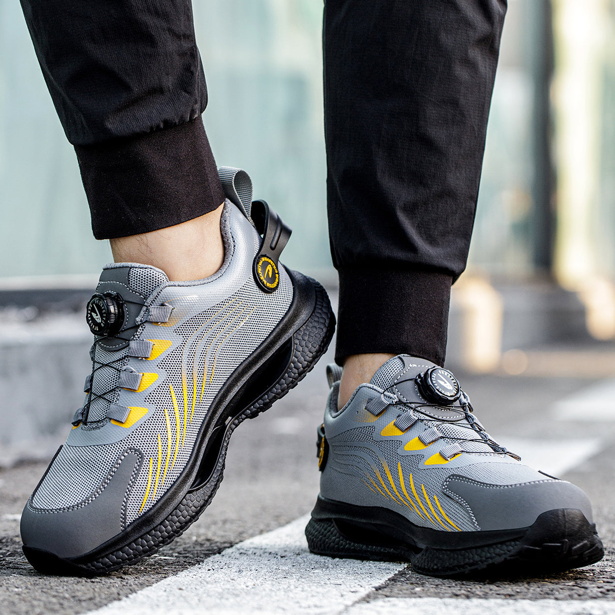 9KSAFETY Unisex Steel Toe Shoes Closure System Laceless 7916