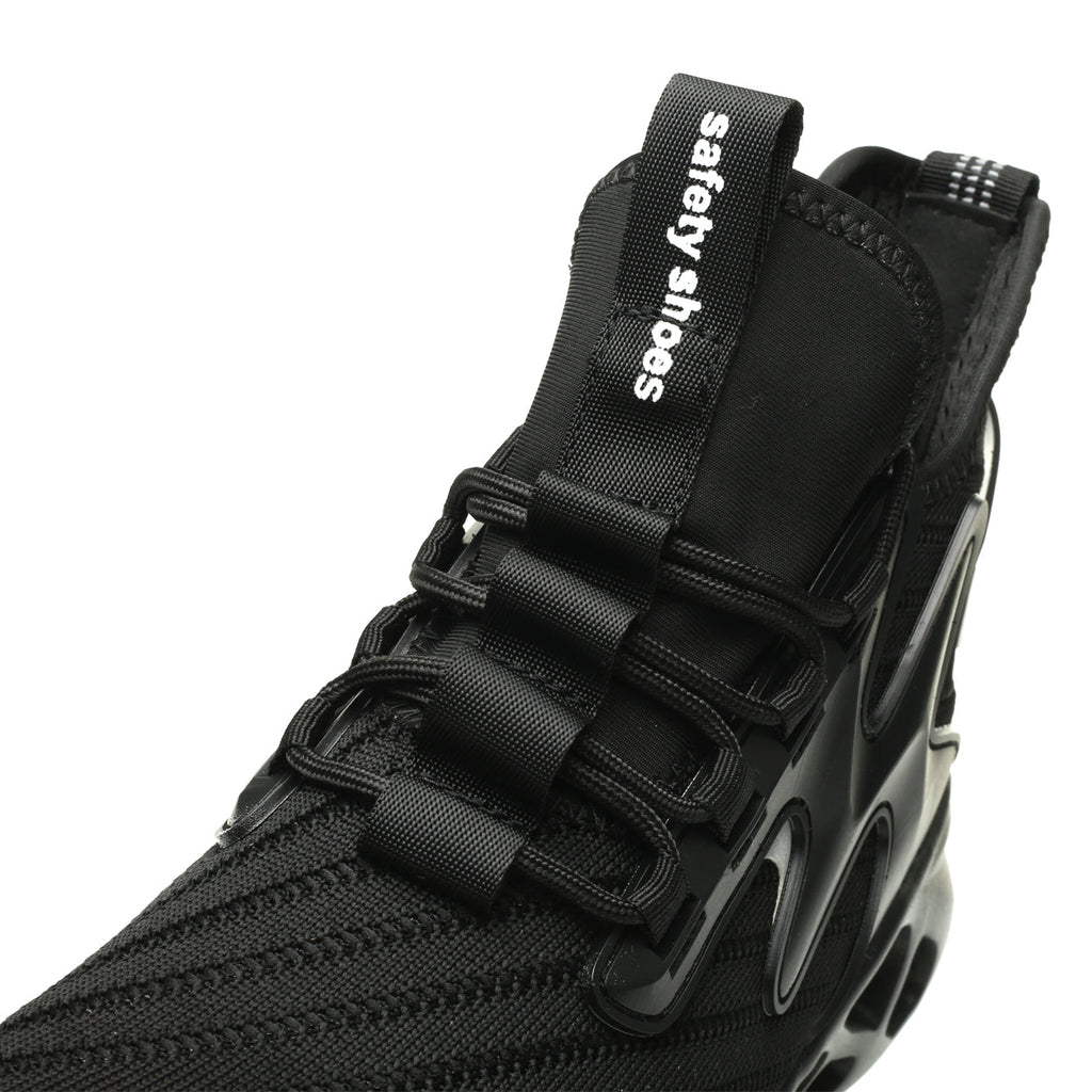 Knitted Steel Toe Safety Sneakers - Breathable Wide-Opening Work Shoes 721