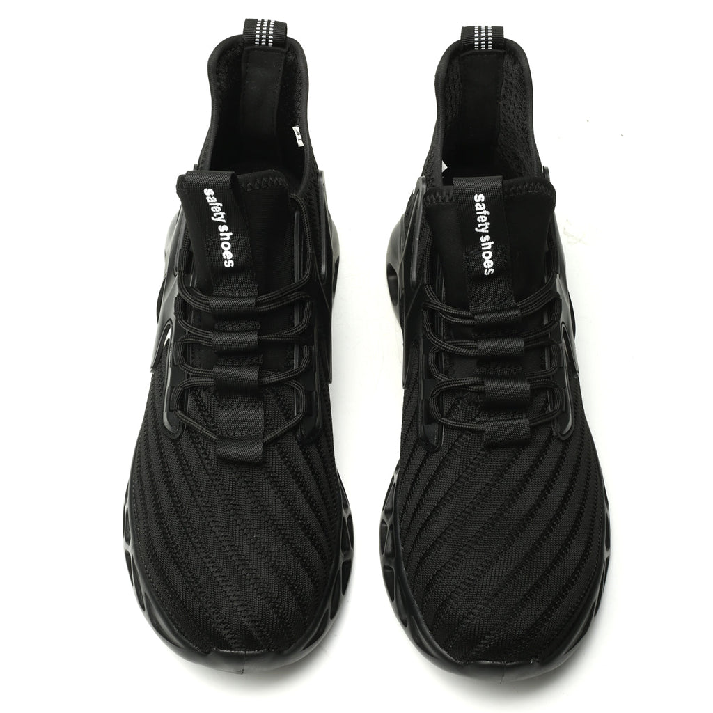 Knitted Steel Toe Safety Sneakers - Breathable Wide-Opening Work Shoes 721