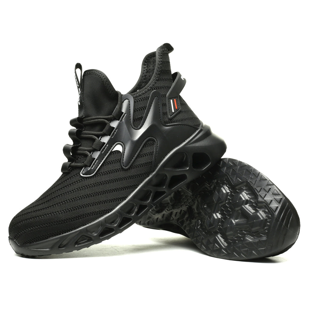 Knitted Steel Toe Safety Sneakers - Breathable Wide-Opening Work Shoes 721
