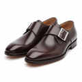 Single Monk Strap Leather Shoes in dark brown