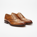 Brogue Leather Oxford Shoes in tan